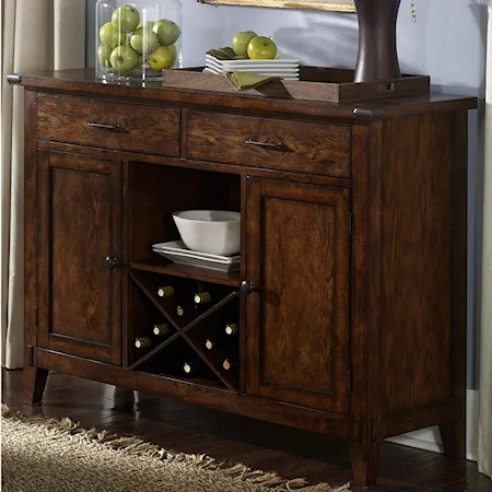 Server with 2 Doors, 2 Drawers, Shelf, and Wine Rack